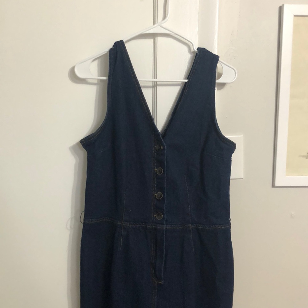 Sleeveless Wide Leg Denim Jumpsuit